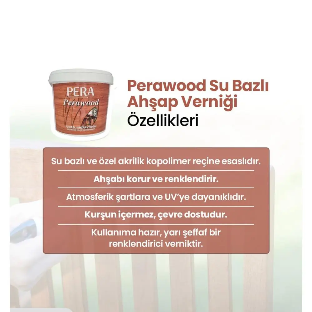 Perawood Su Bazlı Ahşap Verniği 2,5 lt Tik küçük görsel