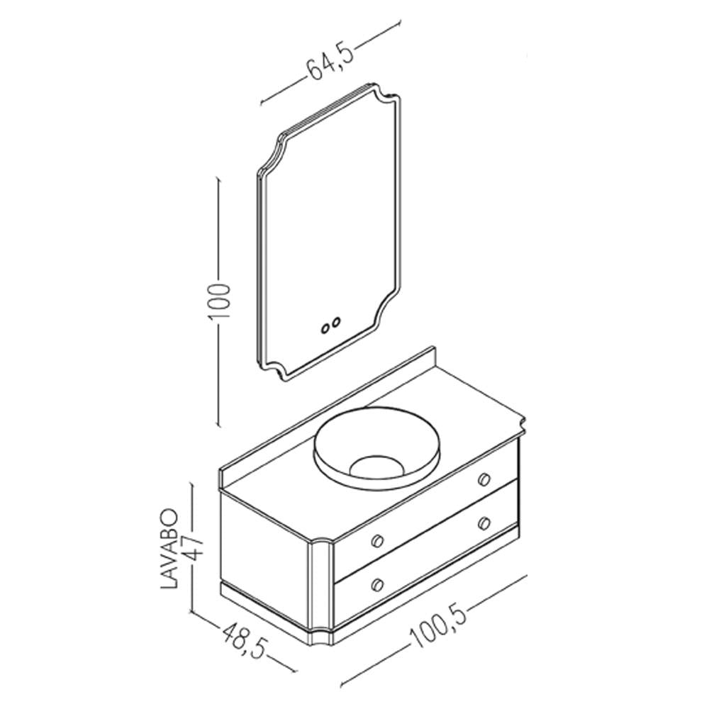 Aquanil Adria 100 Cm Banyo Dolabı - Mavi küçük görsel