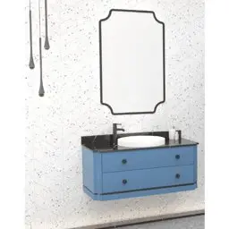 Aquanil Adria 100 Cm Banyo Dolabı - Mavi küçük görsel