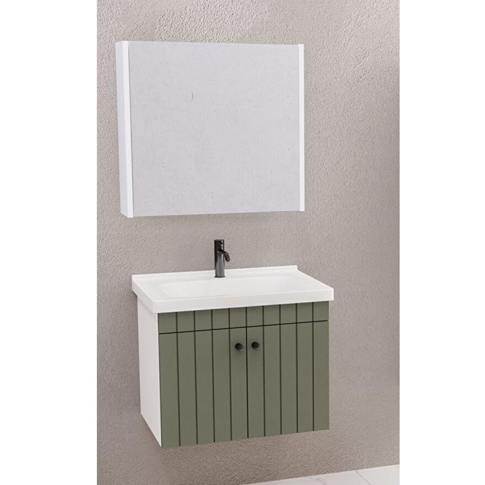 Aquanil Avien 65 Cm Bgn Banyo Dolabı - Yeşil/Beyaz görseli
