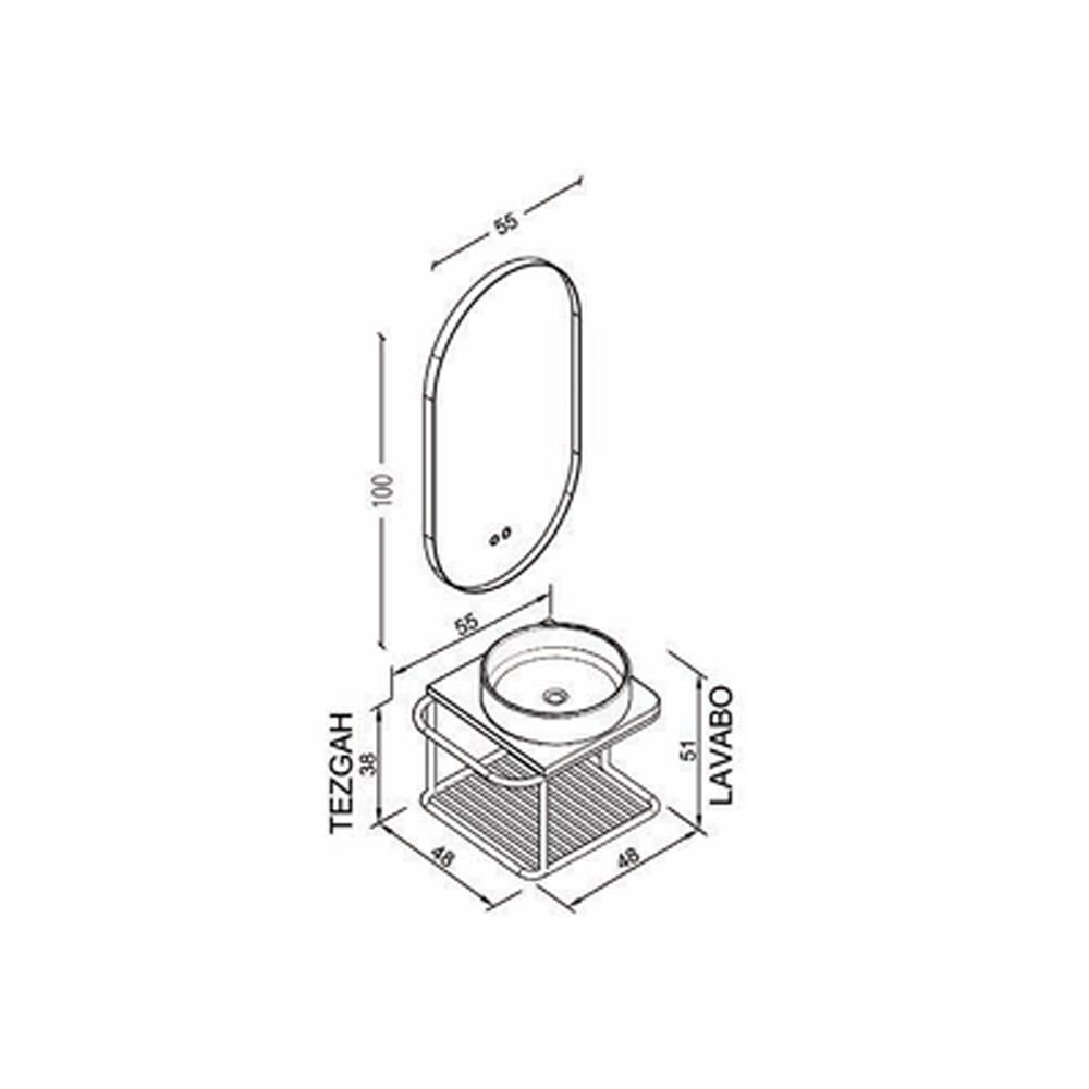 Aquanil Onika 55 Cm Lts Beyaz Lavabolu Banyo Dolabı küçük görsel