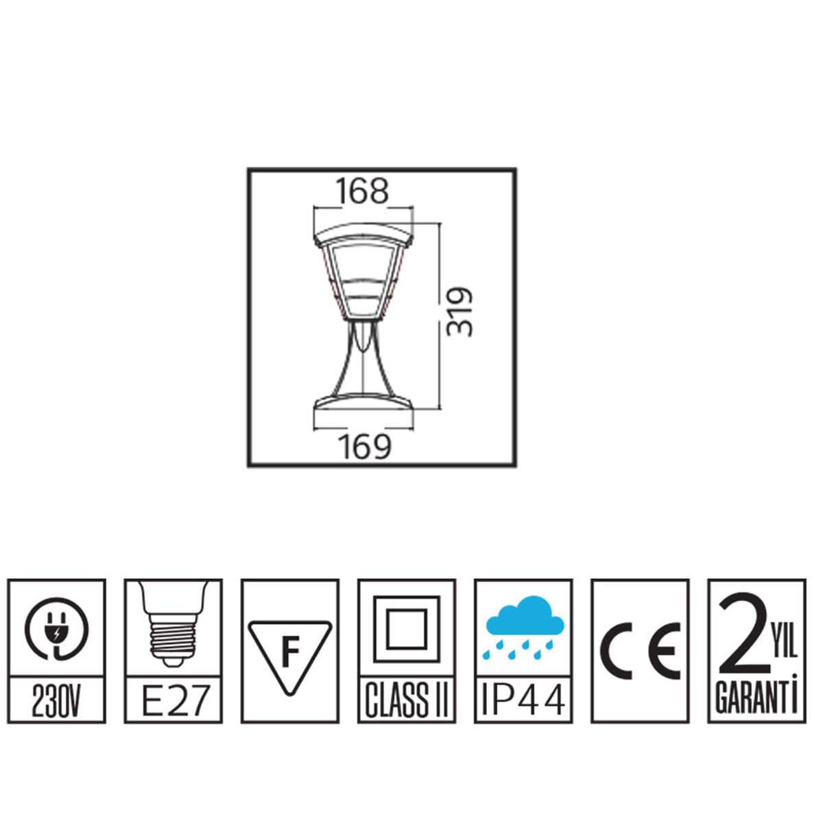 Horoz Yonca-1 Set Üstü Bahçe Aydınlatma Armatürü Siyah E27 Duylu küçük görsel
