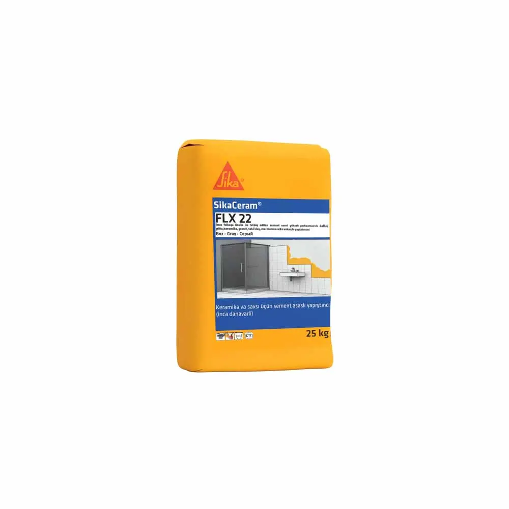 SikaCeram Flx 22 Çimento Esaslı Esnek Seramik Yapıştırıcı Beyaz 25 Kg C2Te görseli