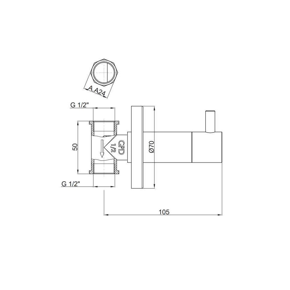 GPD Espina Ankastre Ara Kesme Vanası Altın Aak70-a küçük görsel