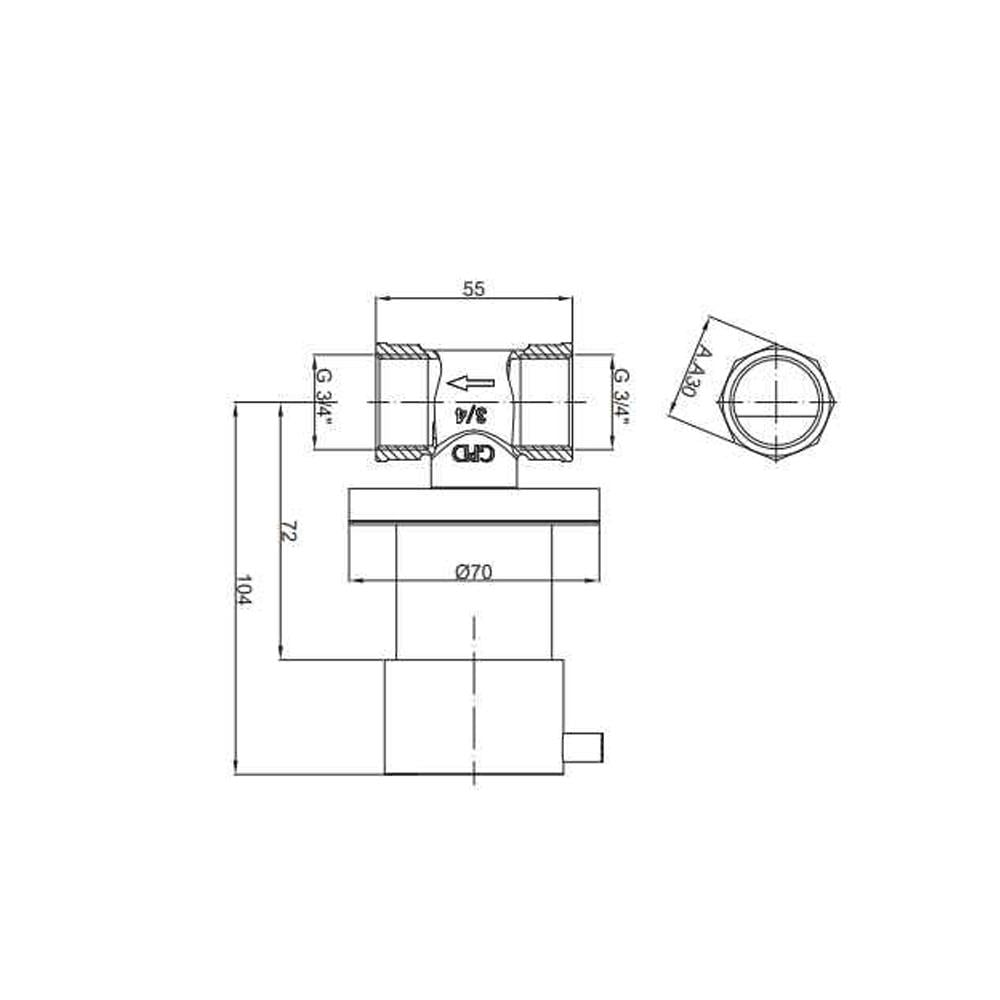 GPD Espina Ankastre Ara Kesme Vanası 3/4" Büyük Volan Krom Aak72 küçük görsel