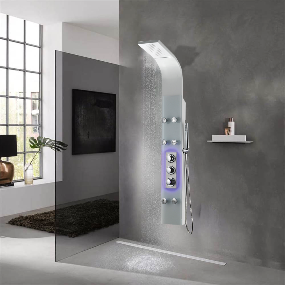 GPD Duş Paneli Beyaz + Cam Dsp07 küçük görsel