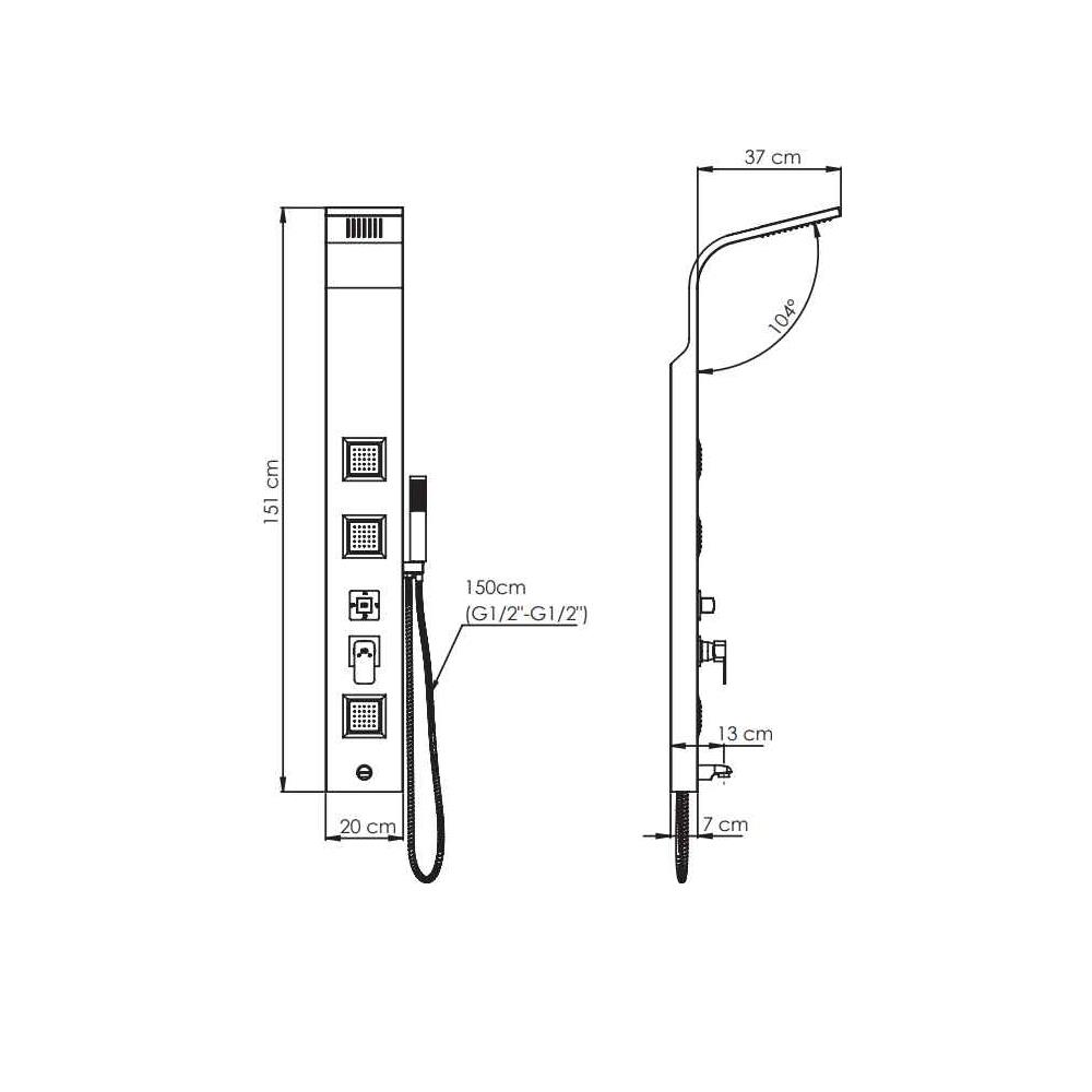 GPD Duş Paneli Alüminyum + Siyah Dsp09 küçük görsel