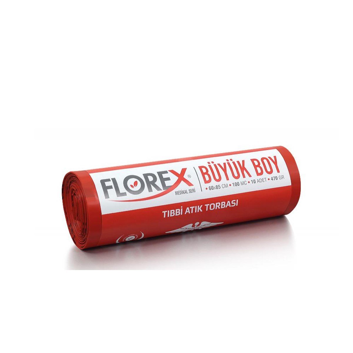 Florex 531 Tıbbi Atık Baskılı Büyük Kırmızı Çöp Poşeti 60X85Cm 10 Rulo (1 Rulo 10 Adet) görseli