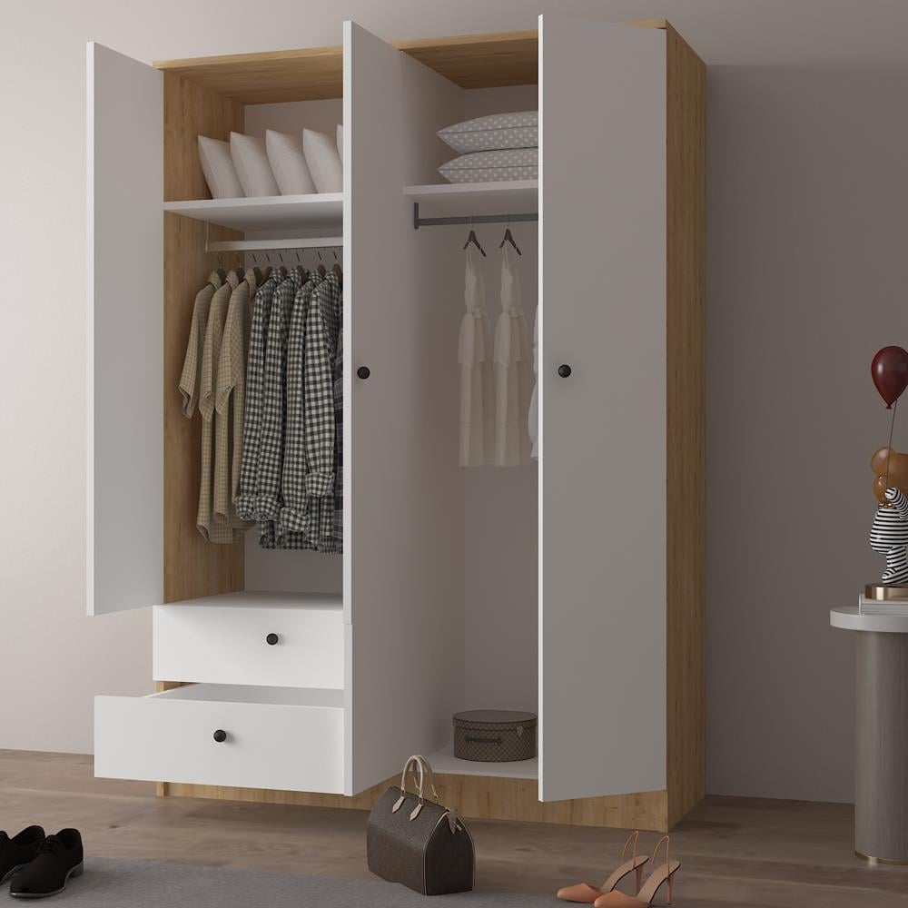 Bgr 4 Kapaklı Çekmeceli Askılı Gardırop küçük görsel