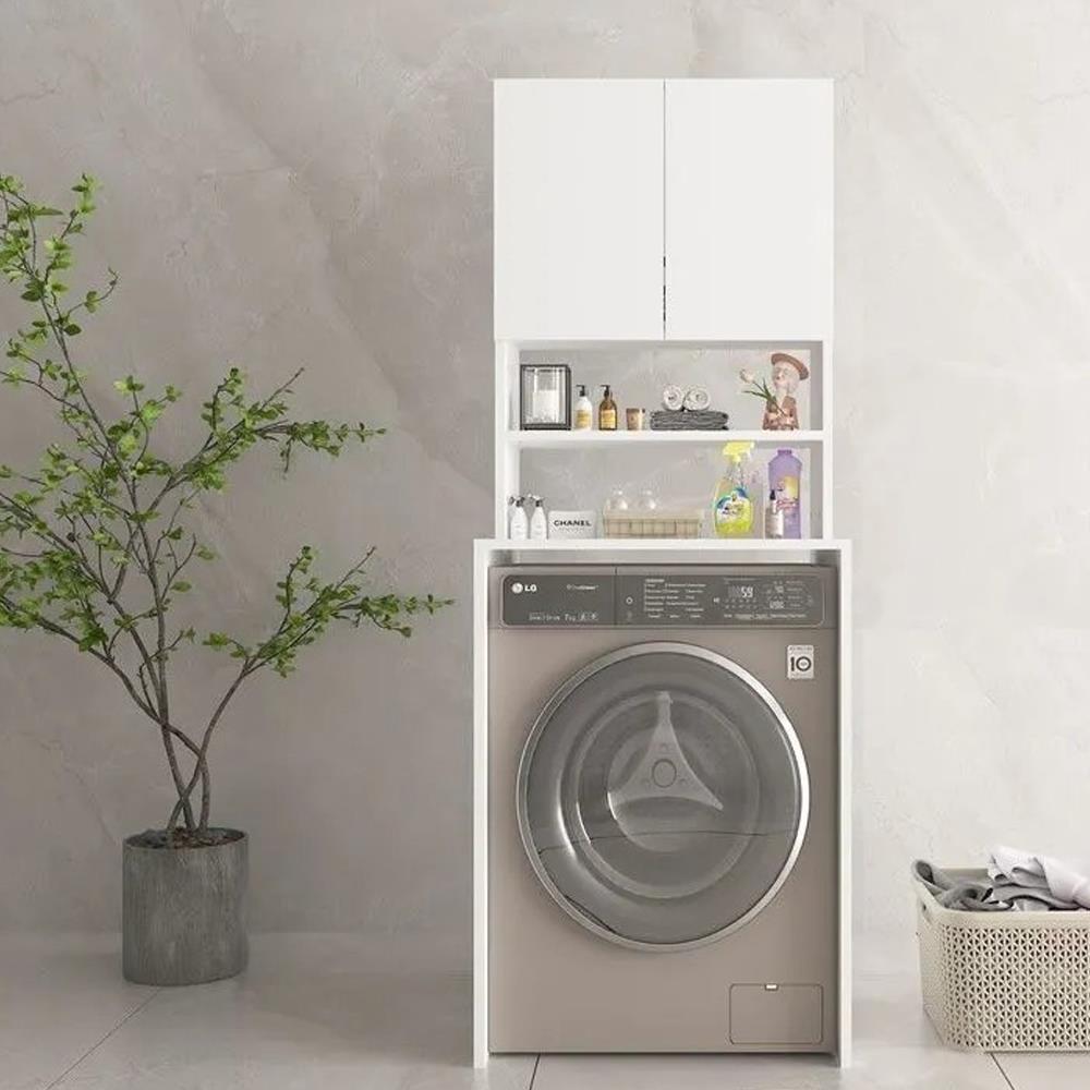 Bgr Üst Dolaplı Çamaşır Makinesi Dolabı Beyaz görseli