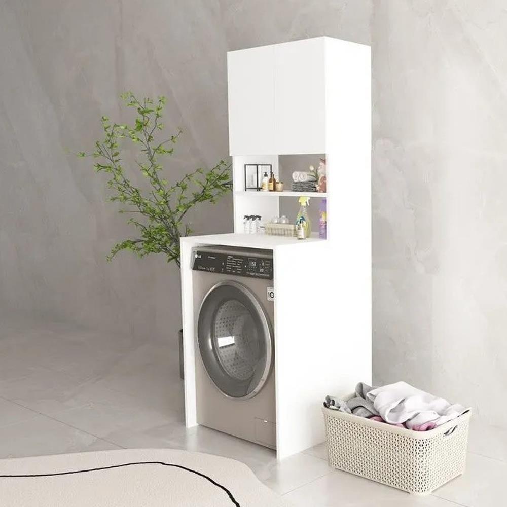 Bgr Üst Dolaplı Çamaşır Makinesi Dolabı Beyaz küçük görsel