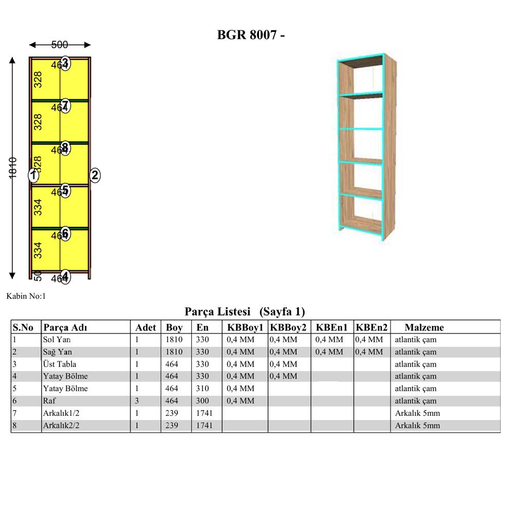 Bgr 8007 5 Katlı Ofis Klasör Dosya Ve Evrak Dolabı Çam küçük görsel