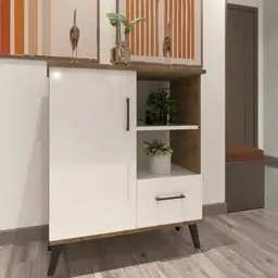 Bgr 8023 Lüks Raflı Düşer Kapak Çok Amaçlı Mutfak Dolabı küçük görsel