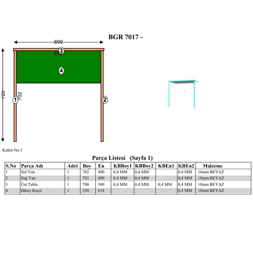 Bgr 7017 Modern Çalışma Masası Beyaz küçük görsel