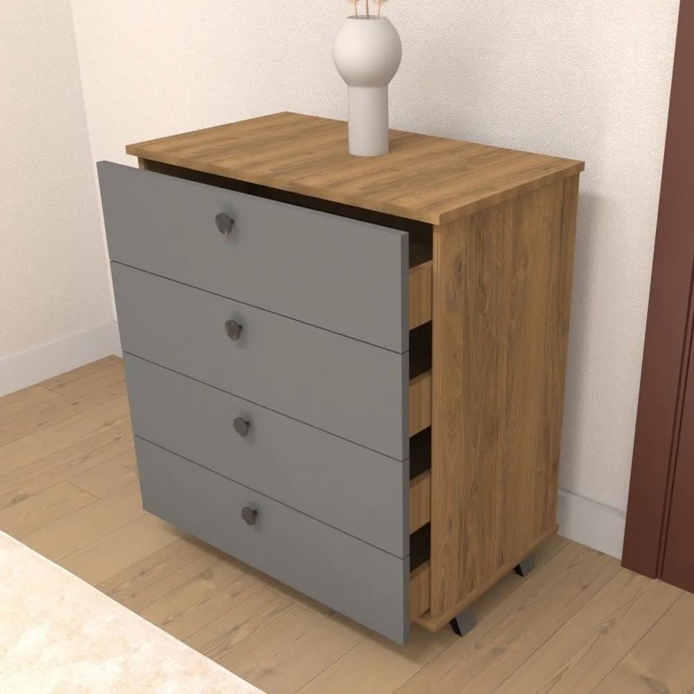 Bgr 7005 4 Çekmeceli Şifonyer Antrasit-Çam küçük görsel