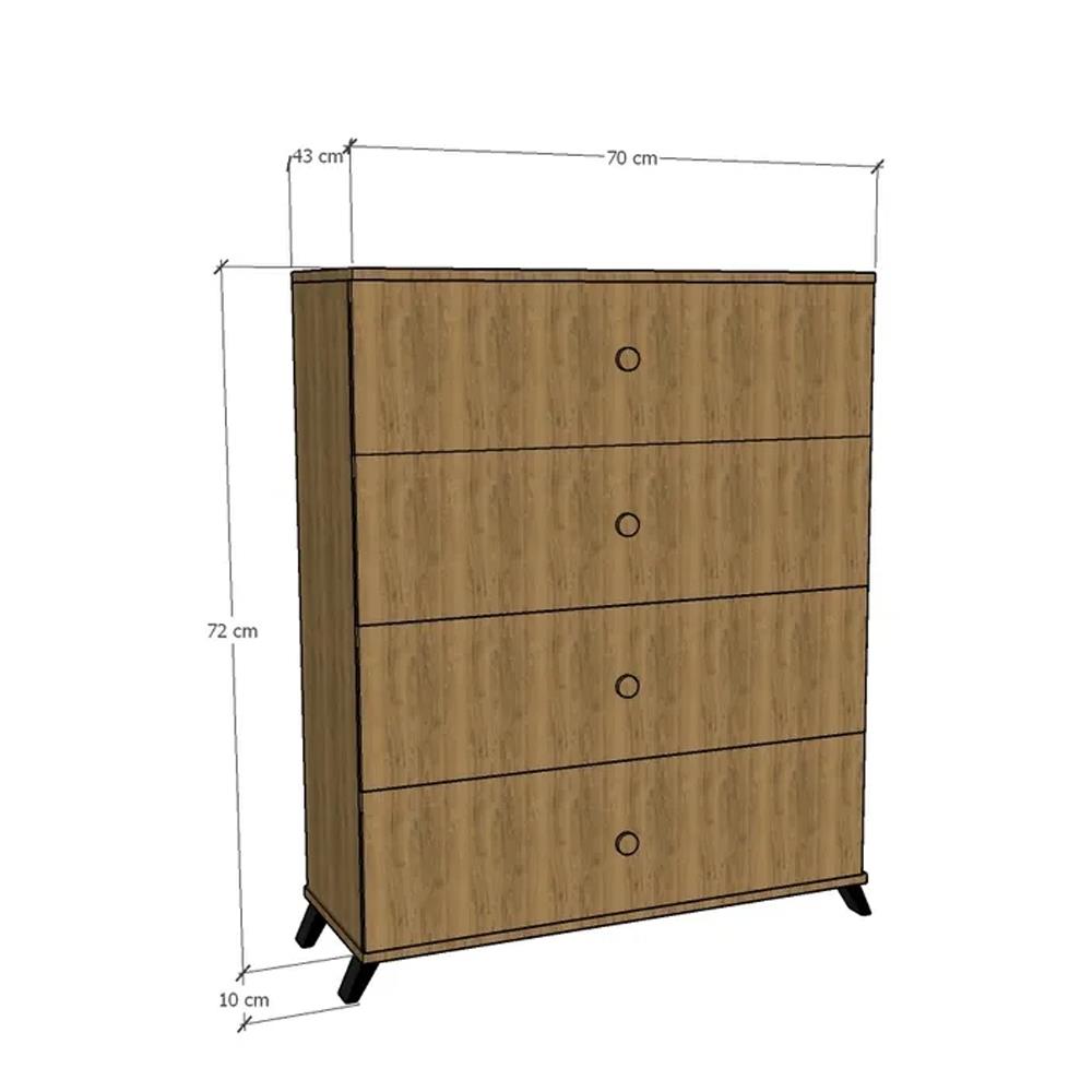 Bgr 7005 4 Çekmeceli Şifonyer Antrasit-Çam küçük görsel