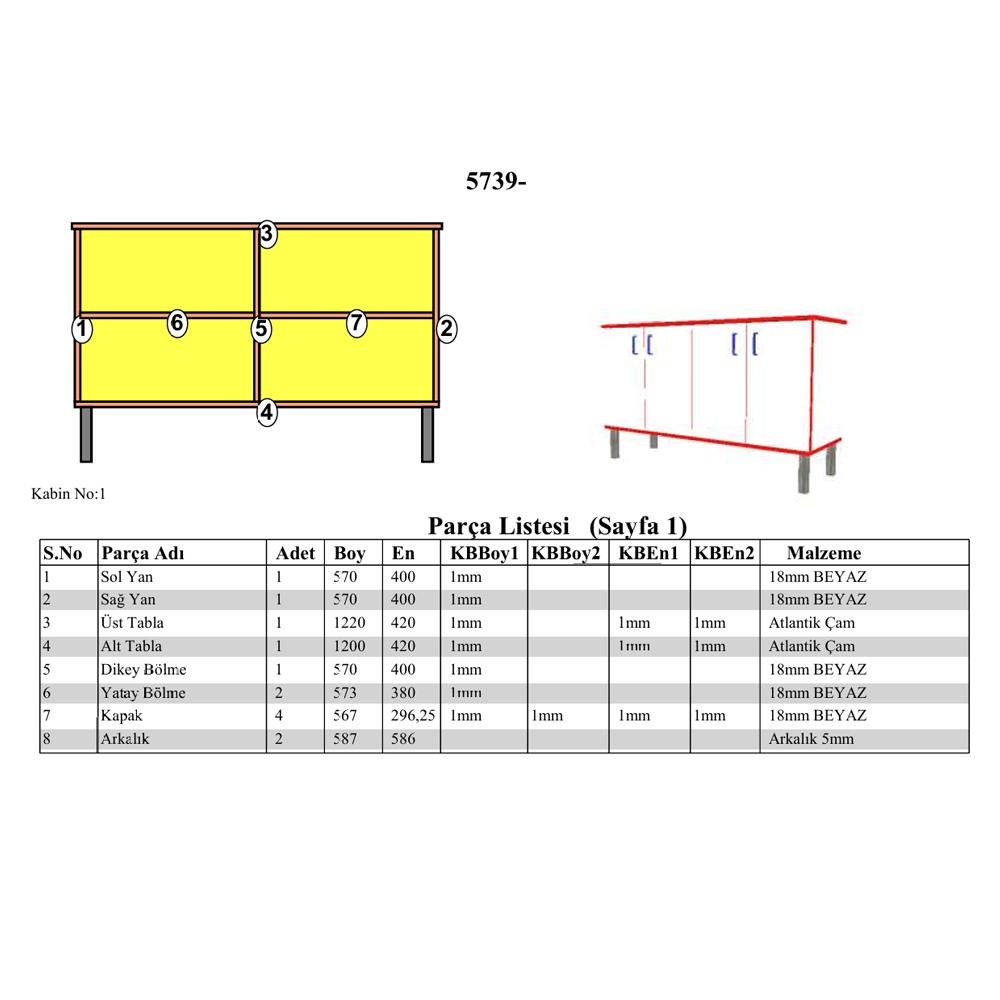 Bgr 5739 Modern 4 Kapaklı Konsol küçük görsel