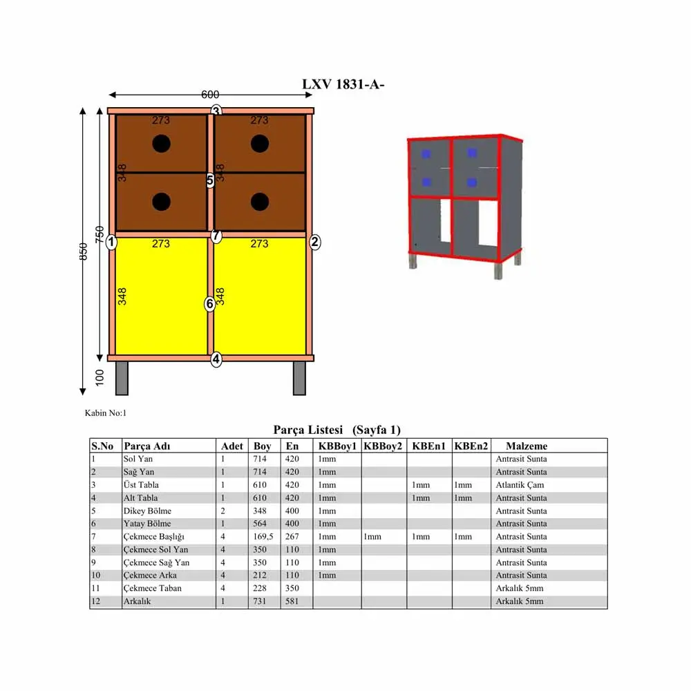Bgr Kahve Köşesi Dolap Antrasit-Safir Meşe 1831 küçük görsel