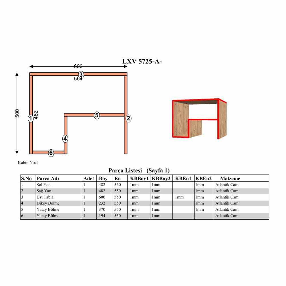Bgr Sehpa Antrasit 5725-A küçük görsel