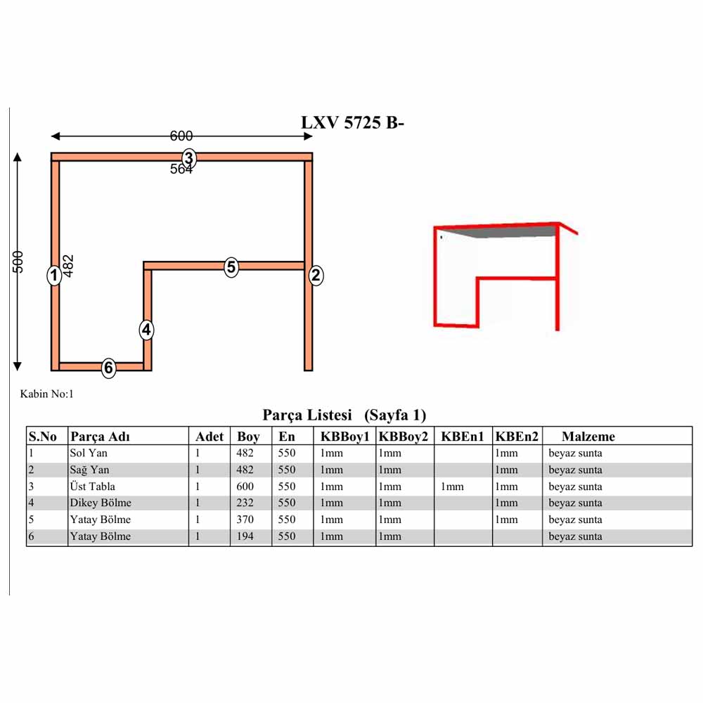 Bgr Sehpa Beyaz 5725-B küçük görsel