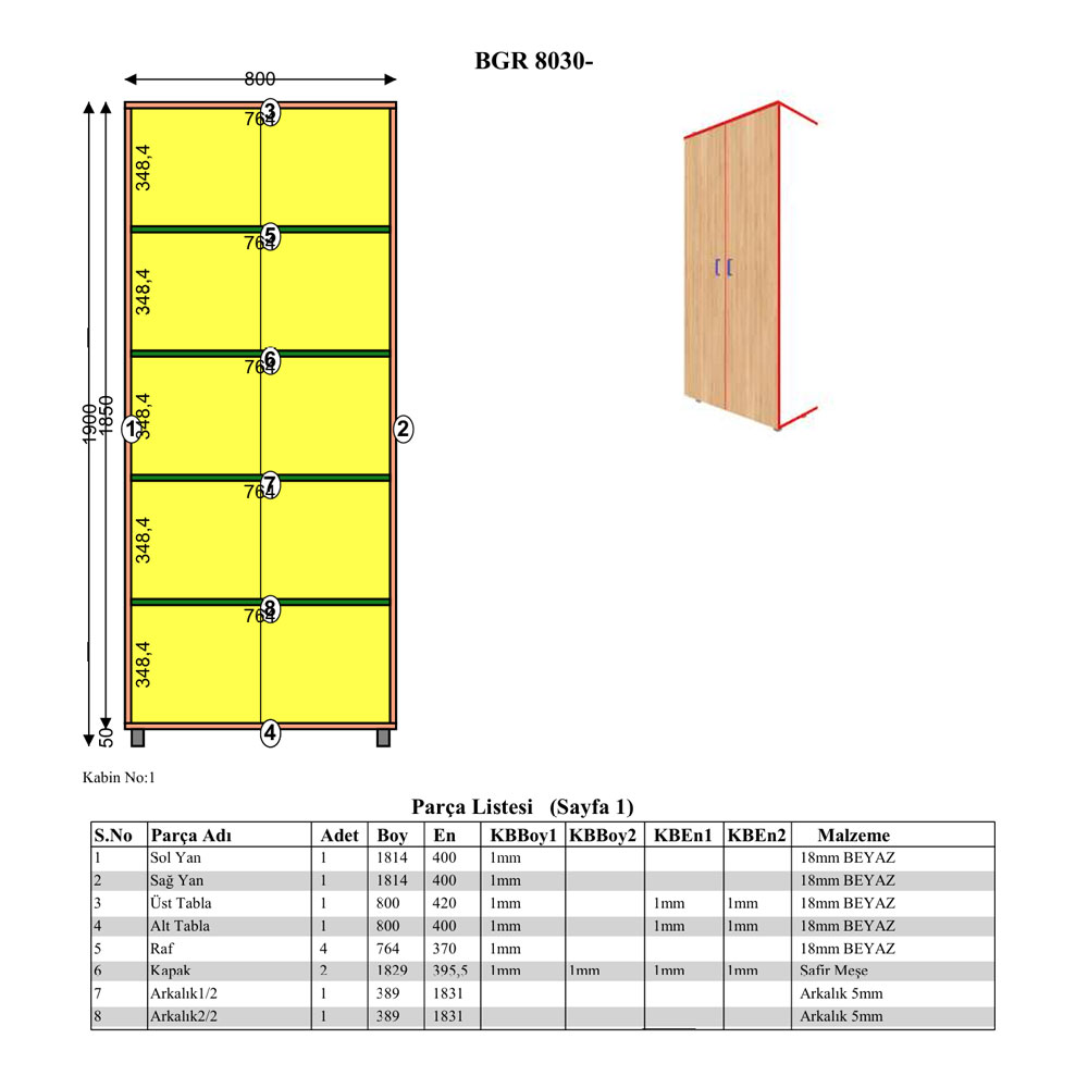 Bgr Ofis Dosya Dolabı Beyaz-Safir Meşe 8030 küçük görsel