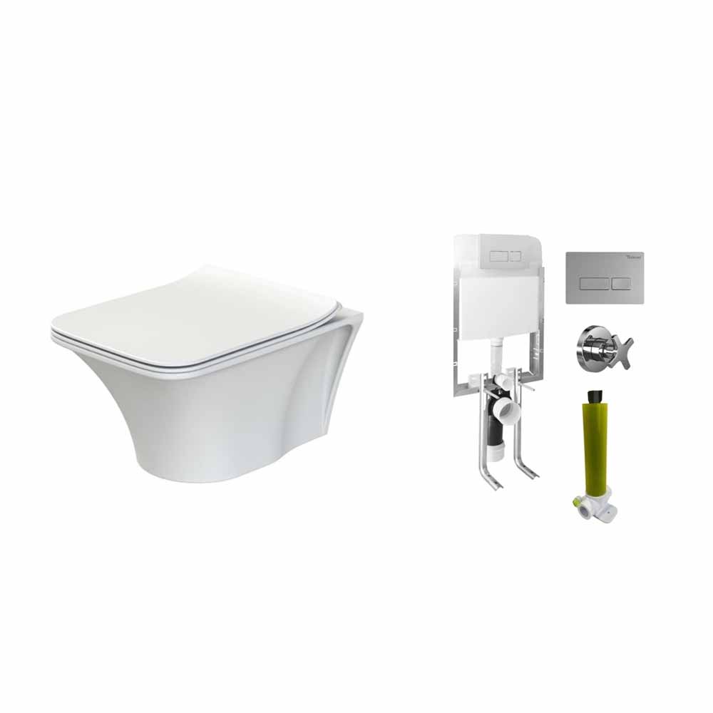 Turkuaz Cerastlye İbiza Rimless Asma Klozet Ve Gömme Rezervuar Seti görseli