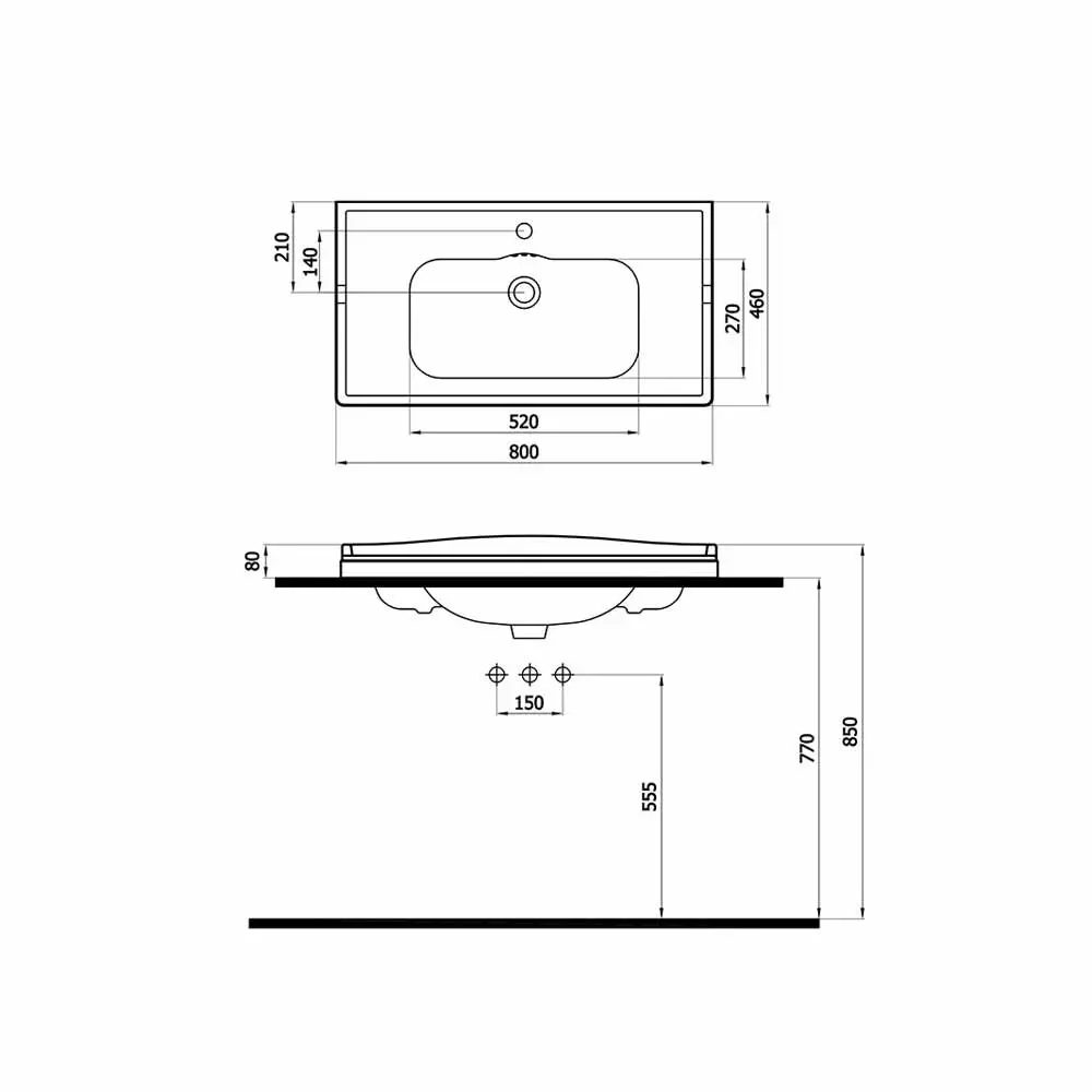 Newarc Elite Altın Ayaklı Lavabo 80Cm Elt.A080G küçük görsel