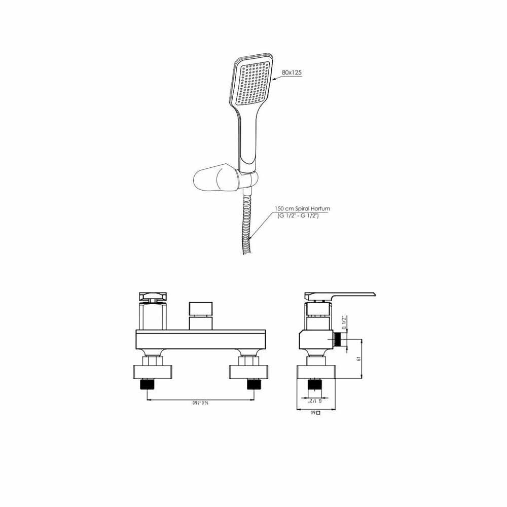 Gpd Quadro Banyo Bataryası Ve Duş Seti Krom küçük görsel