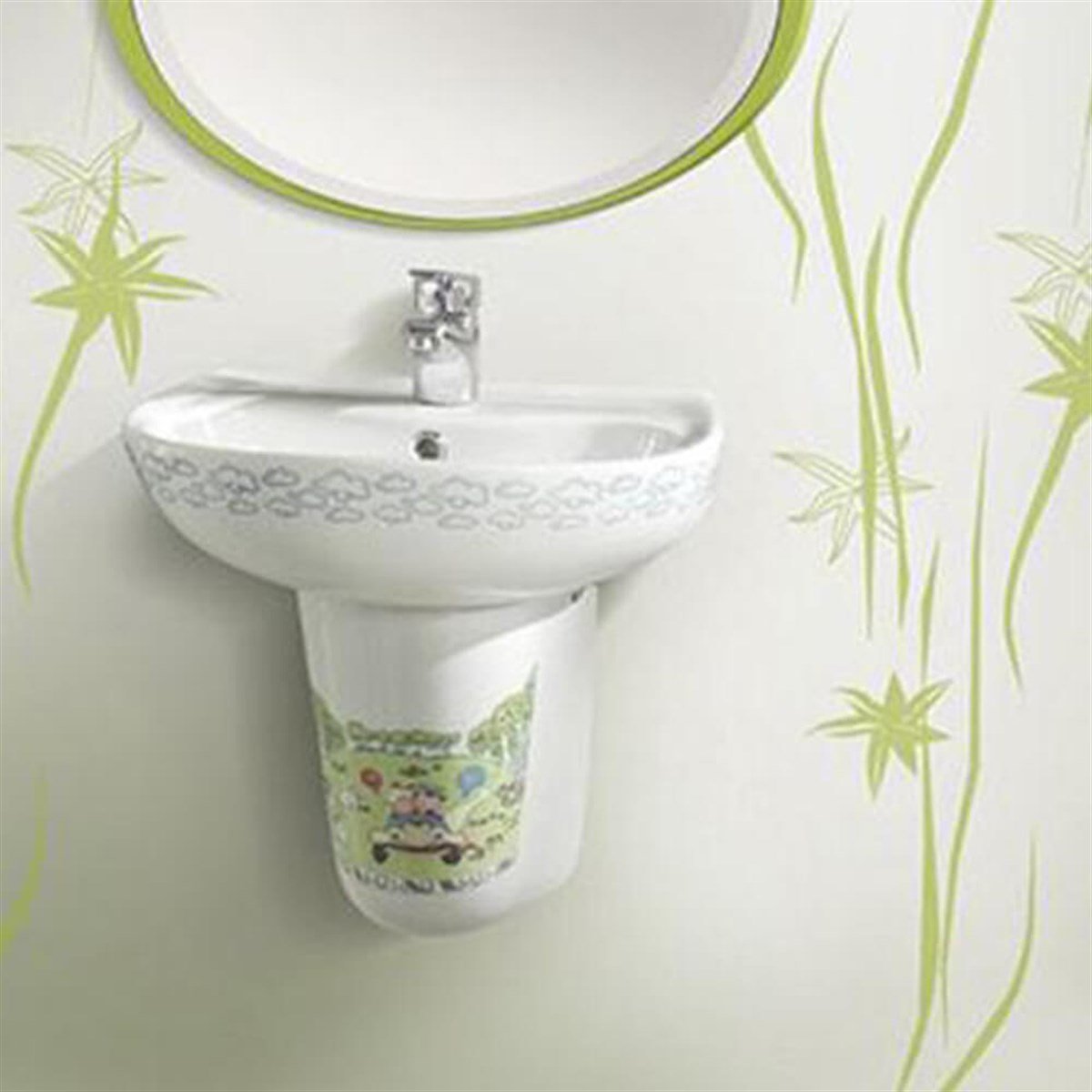 Turkuaz Yumurcak Lavabo 35X45 Cm + Yarım Ayak 003100-U61 + 016800-61 küçük görsel