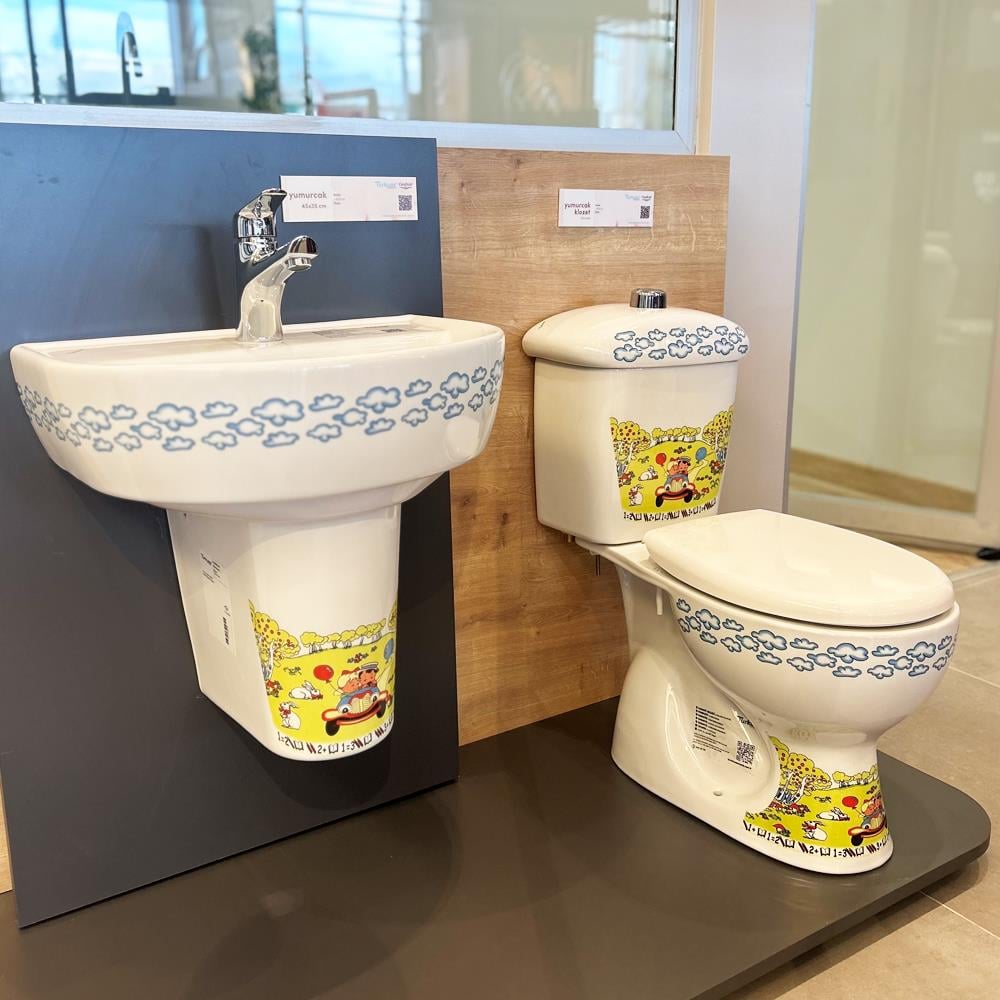 Turkuaz Yumurcak Lavabo 35X45 Cm + Yarım Ayak 003100-U61 + 016800-61 küçük görsel