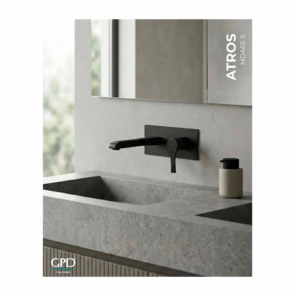 Gpd Atros Duvardan Ankastre Lavabo Bataryası Siyah Mda65-S küçük görsel
