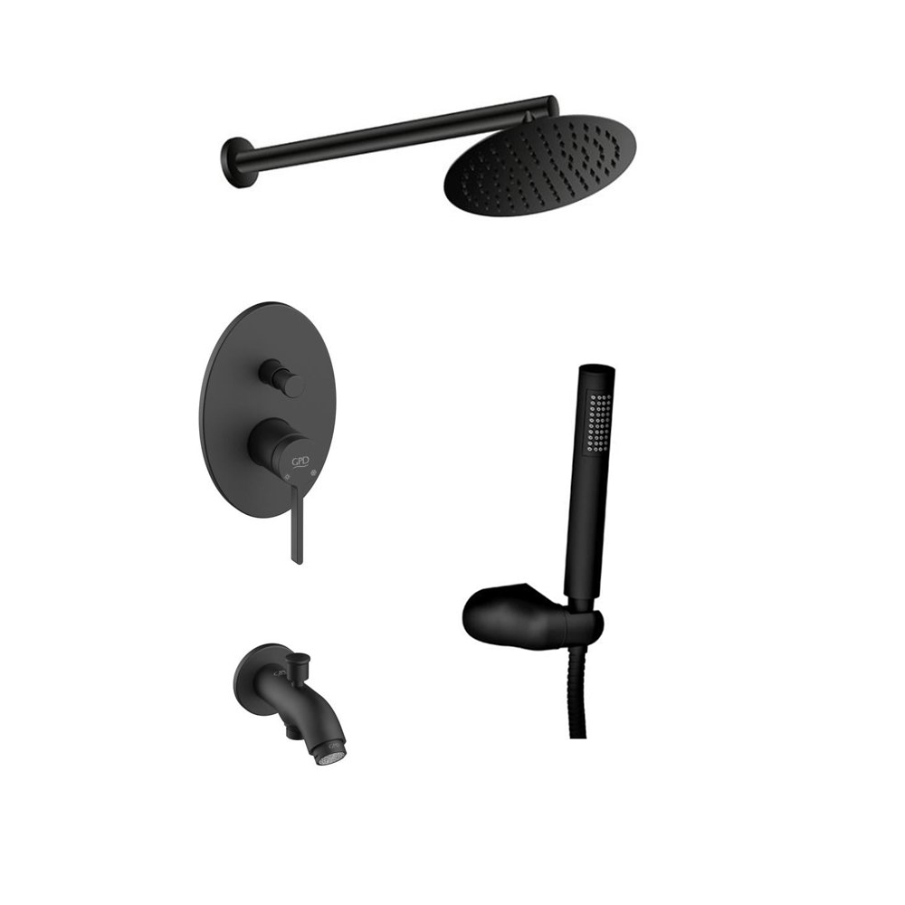 Gpd Pedra Tam Ankastre Duş Seti Siyah küçük görsel