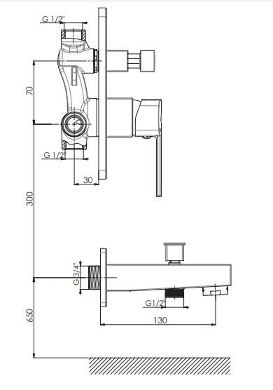 Gpd Pedra Tam Ankastre Duş Seti Siyah küçük görsel