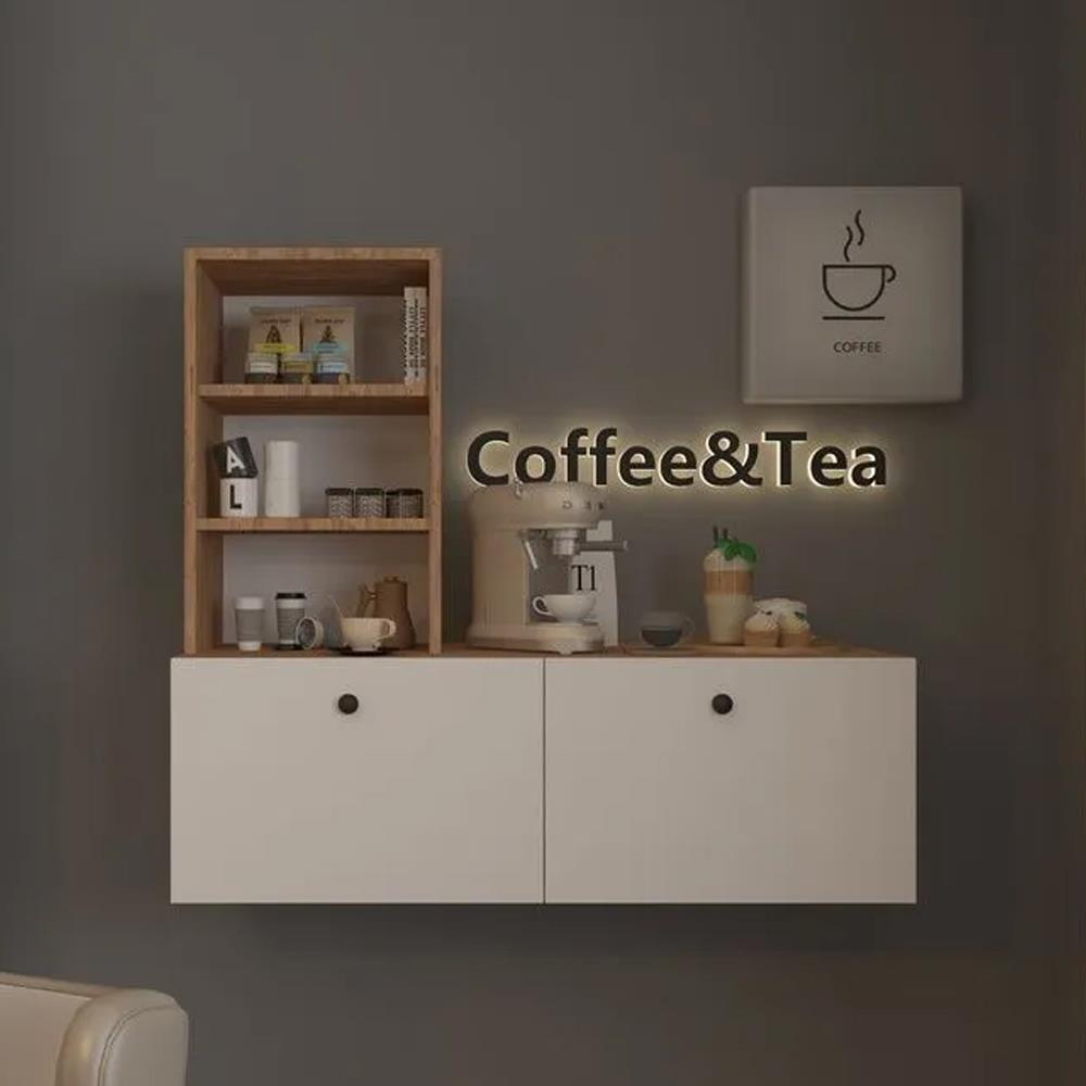 Bgr Duvara Monte Raflı Kahve Köşesi Beyaz-Çam görseli