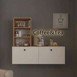 Bgr Duvara Monte Raflı Kahve Köşesi Beyaz-Çam küçük görsel