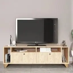 Bgr Kapaklı Ve Raflı Tv Sehpası Çam küçük görsel