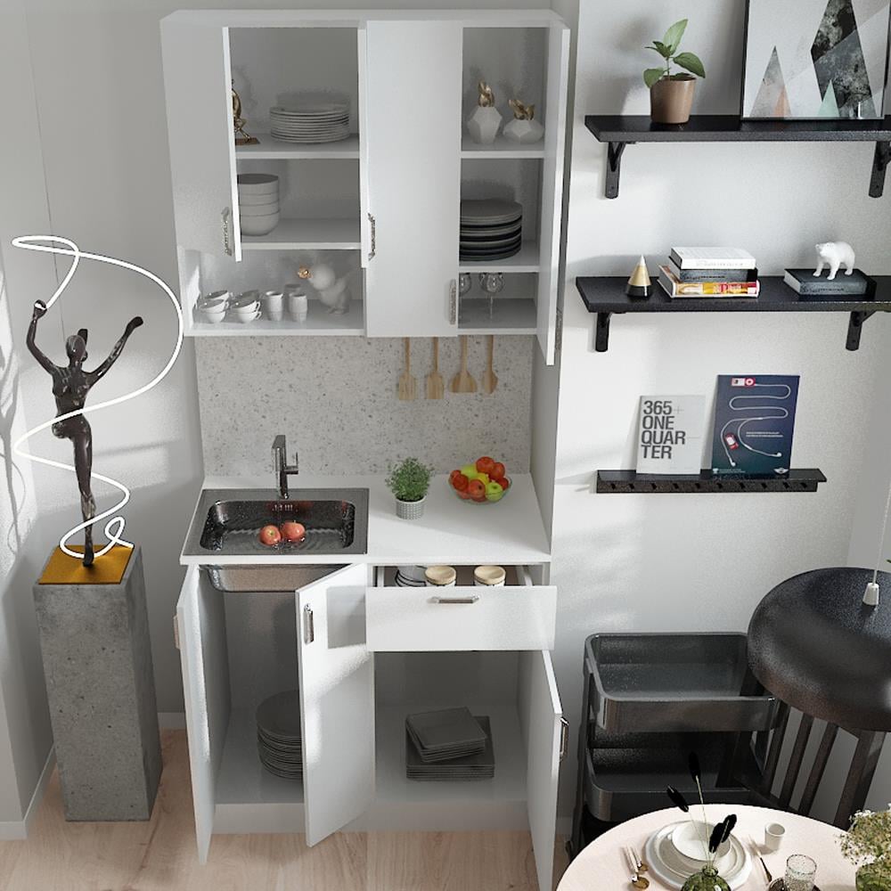 Bgr Mutfak Dolabı Alt-Üst Modül Beyaz küçük görsel