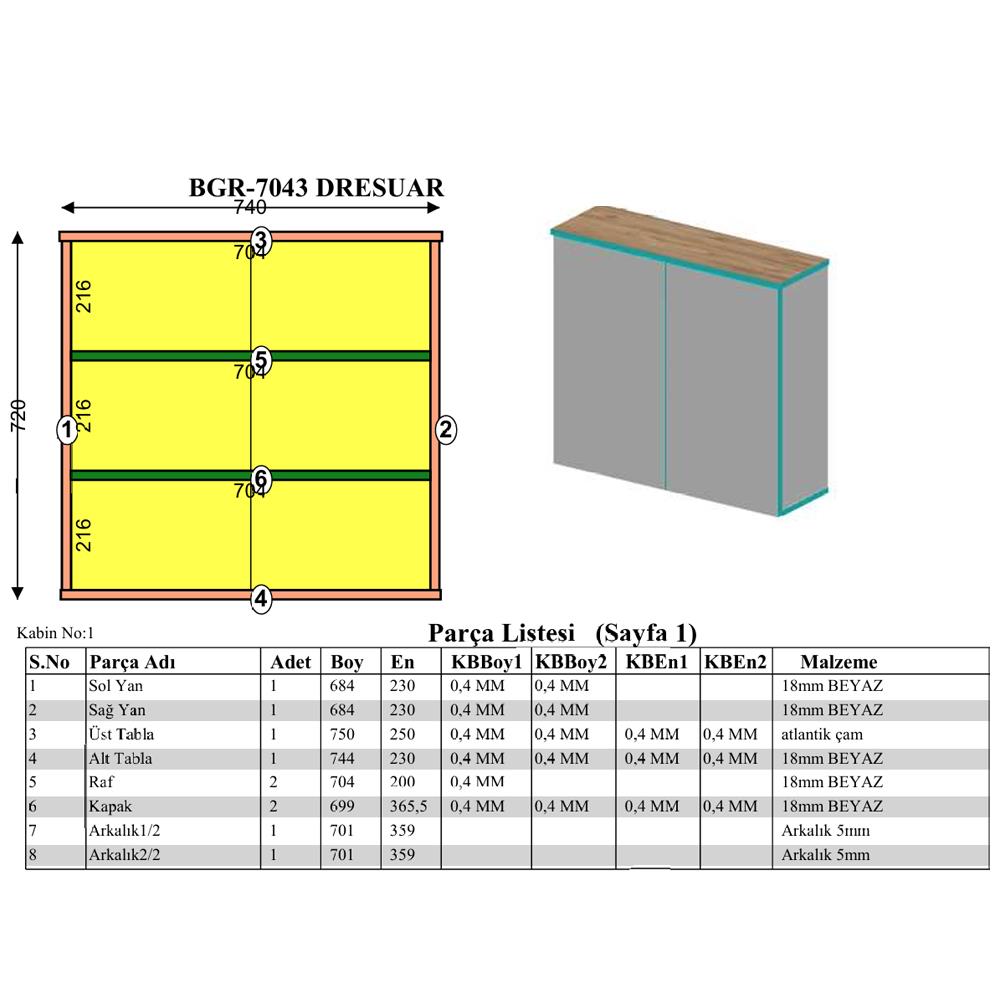 Bgr 7043 Modern Kapaklı Dresuar küçük görsel