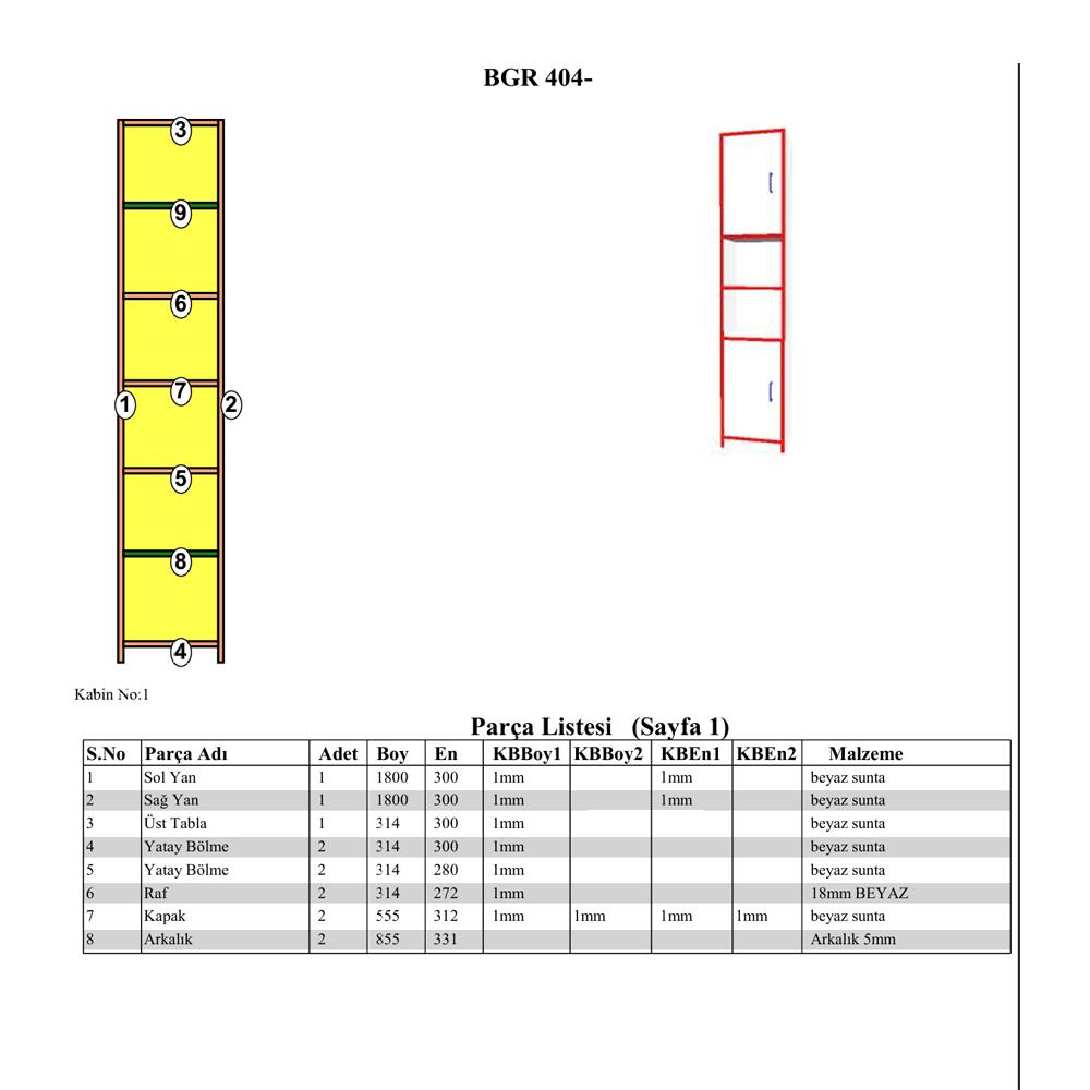 Bgr 404 Çok Amaçlı 2 Kapaklı Raflı Mutfak Dolabı küçük görsel
