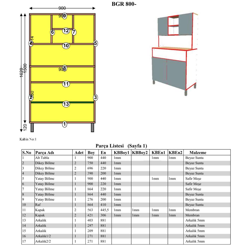 Bgr 800 Çok Amaçlı Mutfak Dolabı küçük görsel
