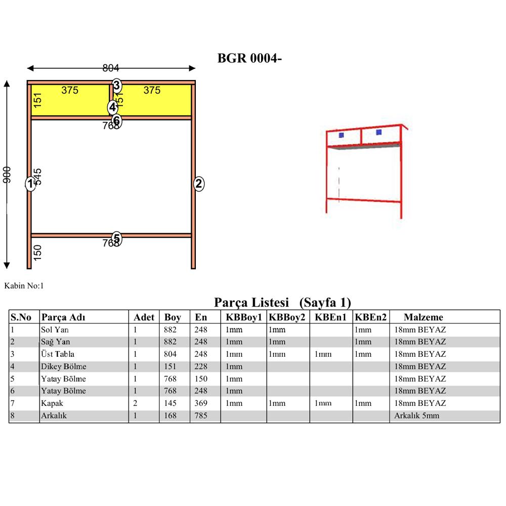 Bgr Petek Üstü Kahve Köşesi Dresuar Beyaz küçük görsel