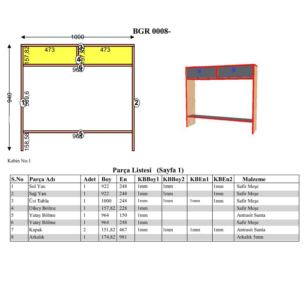 Bgr Petek Üstü Kahve Köşesi Dresuar Meşe-Antrasit küçük görsel