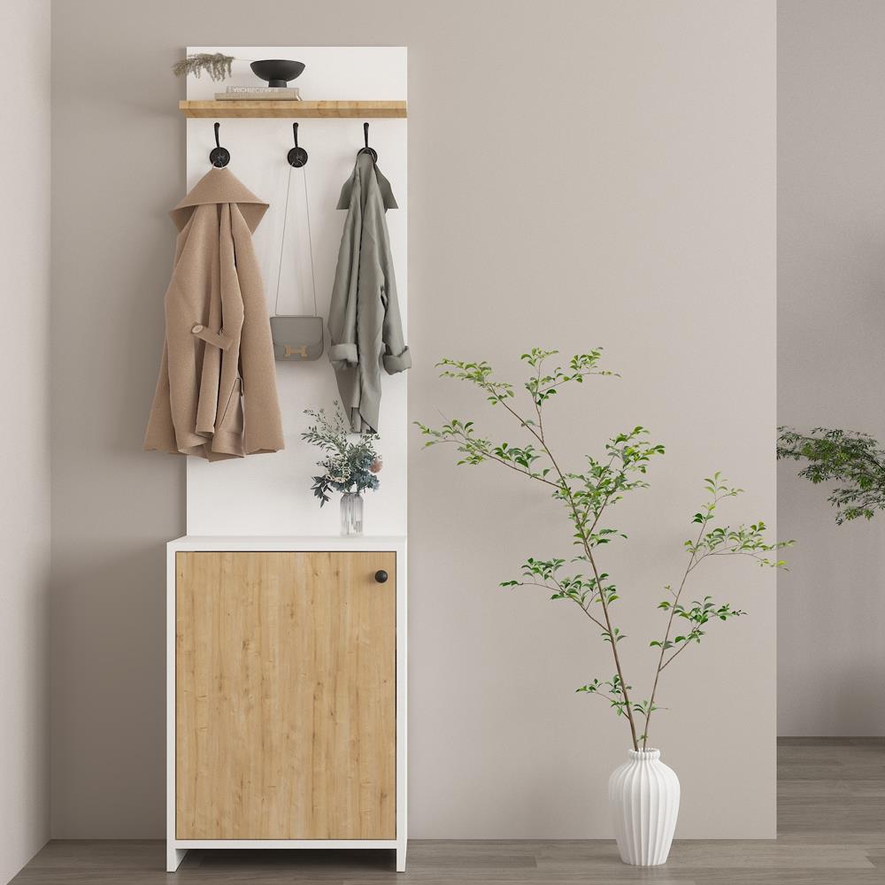 Bgr 0015 Portmanto Beyaz-Safir Meşe görseli