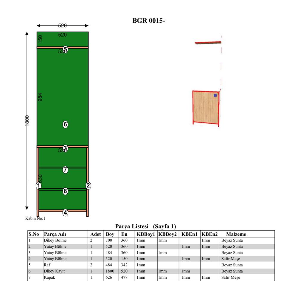 Bgr 0015 Portmanto Beyaz-Safir Meşe küçük görsel