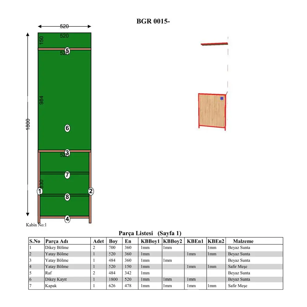 Bgr 0015 Portmanto Beyaz-Safir Meşe küçük görsel