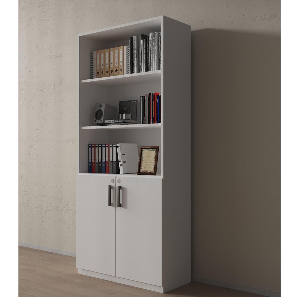 Bgr 8032 Beyaz Gövde 2 Kapaklı Kilitli Ofis Klasör Dosya Ve Evrak Dolabı küçük görsel