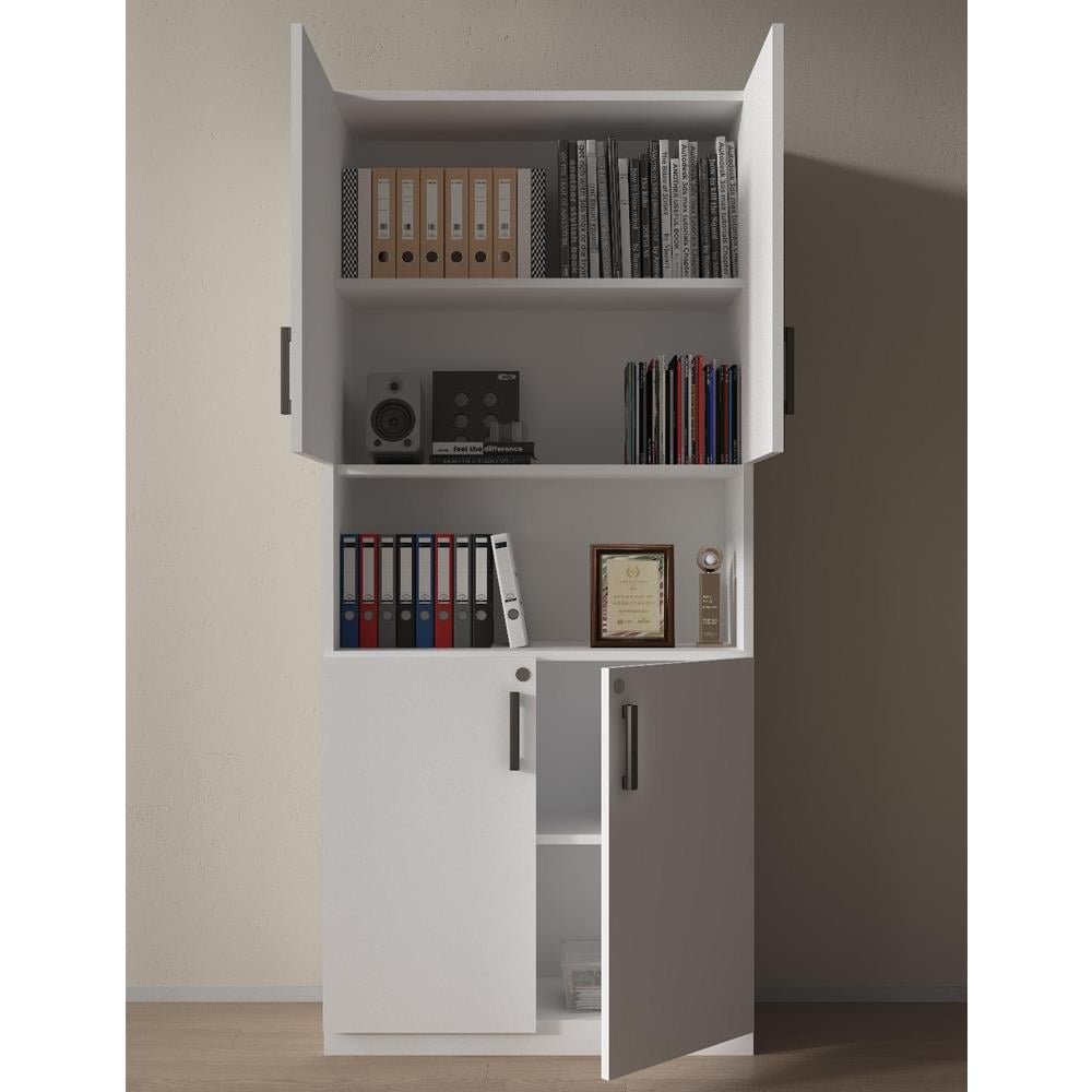 Bgr 8032 Beyaz Gövde 2 Kapaklı Kilitli Ofis Klasör Dosya Ve Evrak Dolabı küçük görsel