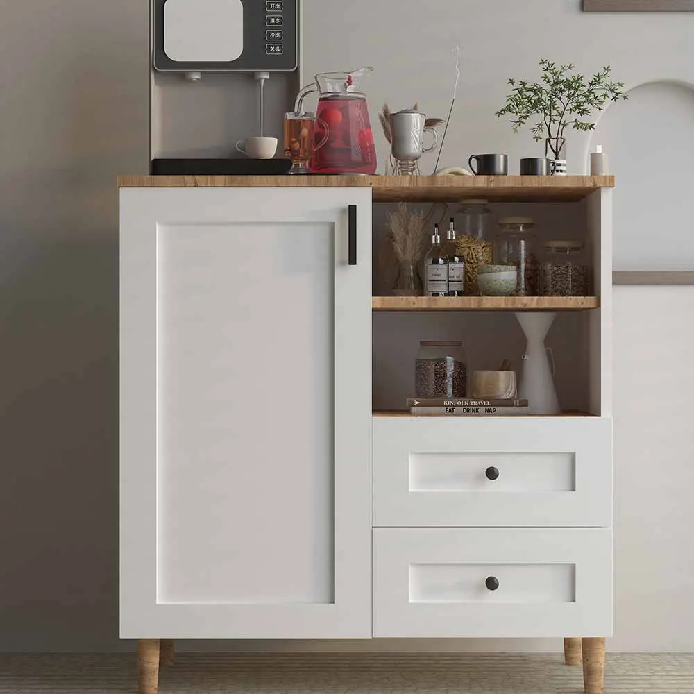 Bgr Kahve Köşesi Çok Amaçlı Dolap Beyaz-Safir Meşe 0888 görseli