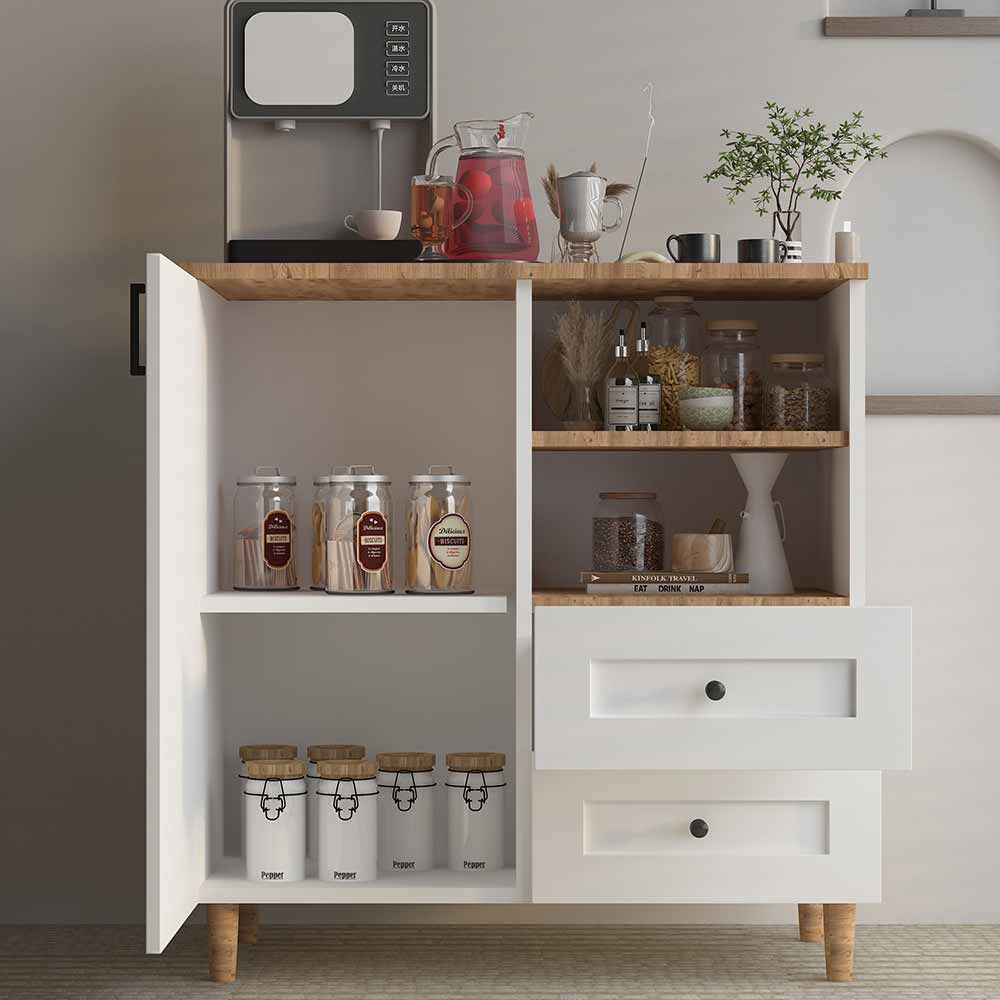 Bgr Kahve Köşesi Çok Amaçlı Dolap Beyaz-Safir Meşe 0888 küçük görsel