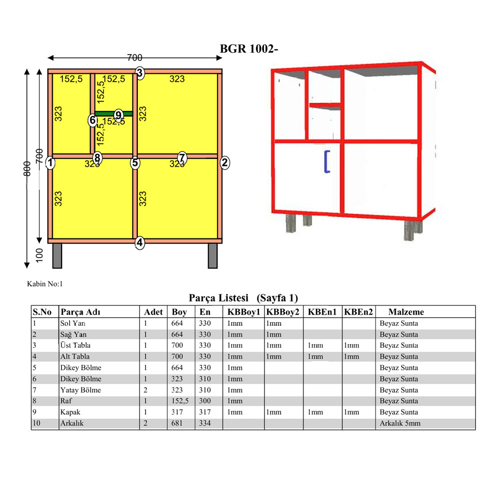 Bgr Çok Amaçlı Dolap Beyaz 1002 küçük görsel